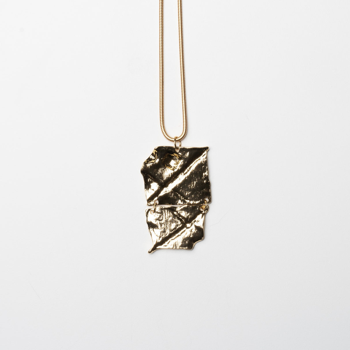 Hammered Effect Pendant Long Necklace