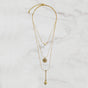 Hammered Effect Disk Pendant Multi Chain Necklace