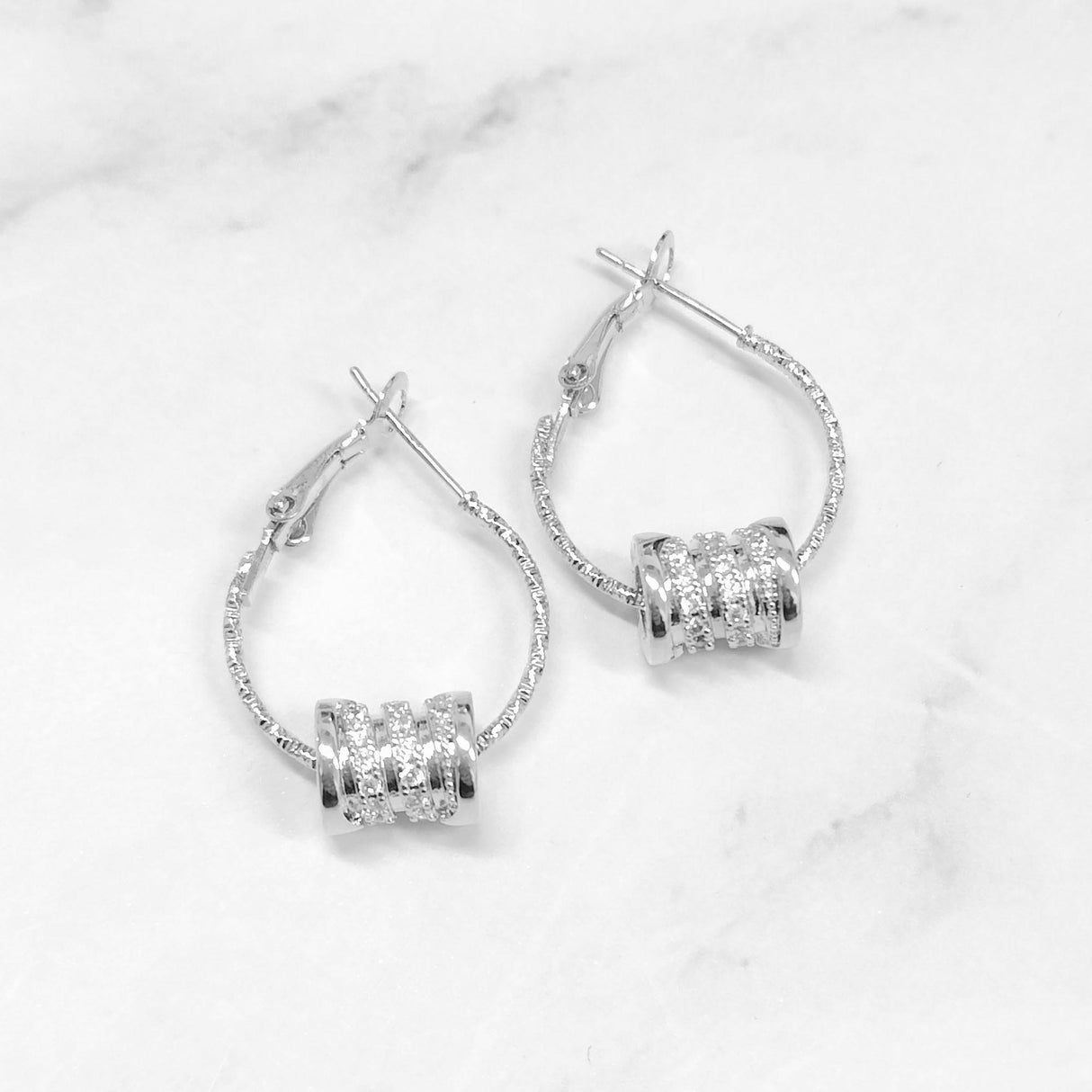 Cubic Zirconia Cylinder Earrings