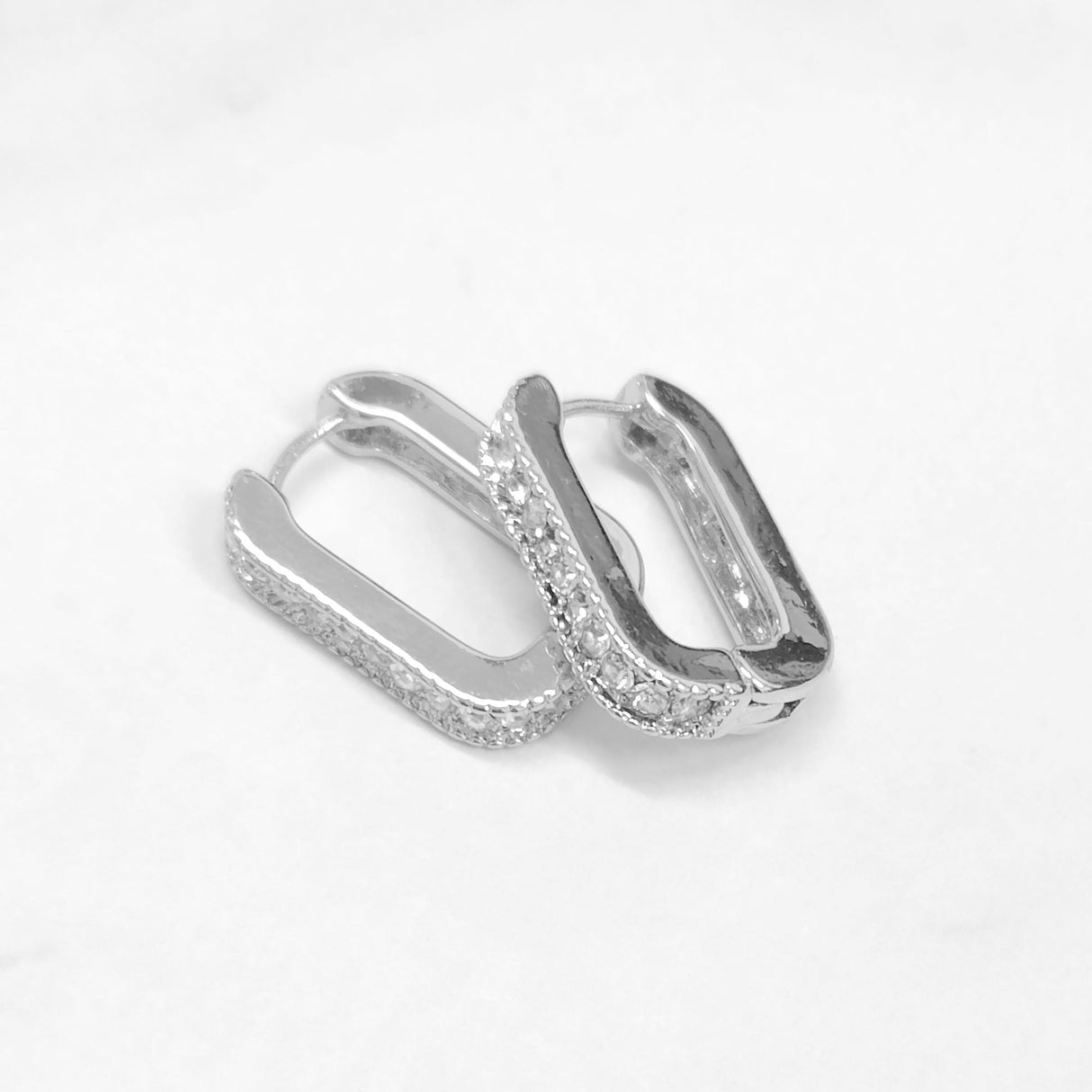 Rectangle With CZ Earrings