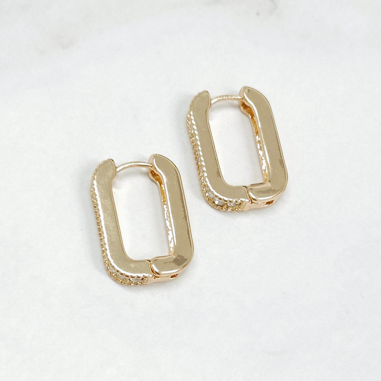 Rectangle With CZ Earrings