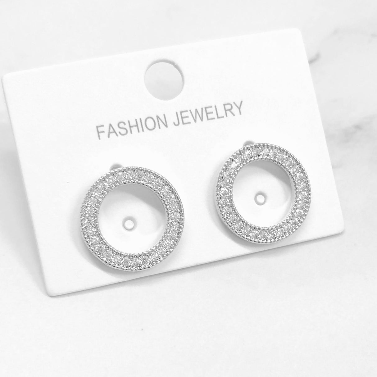 Circle With CZ Earrings