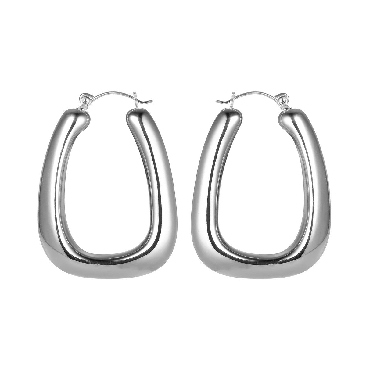 Silver U Hoop Earrings YT22803SLR