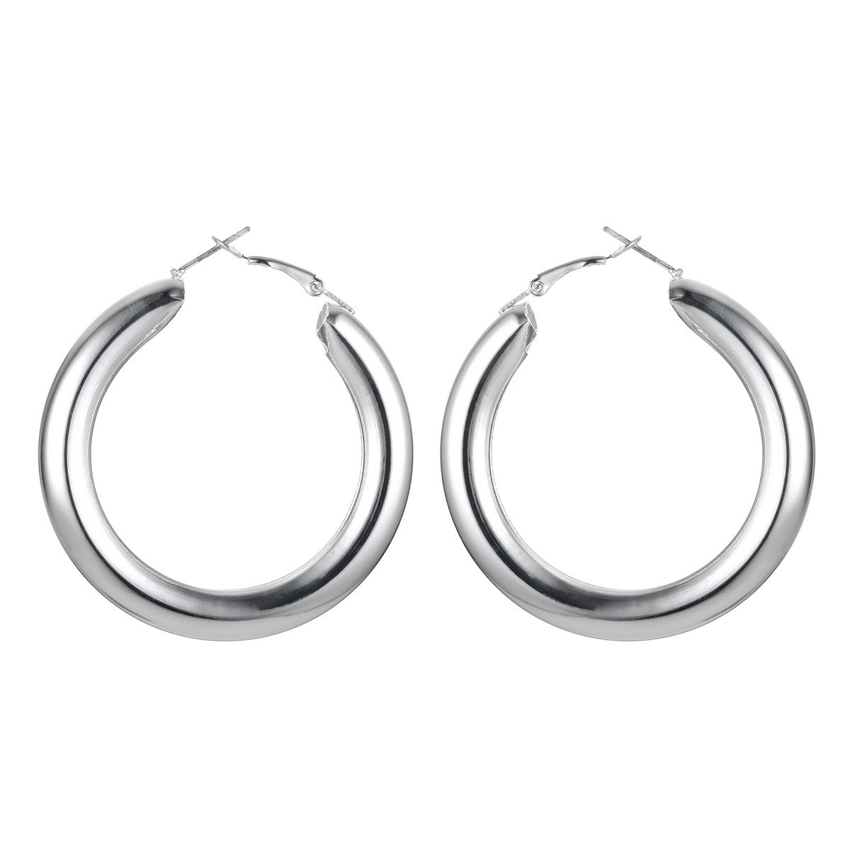 Silvery Thick Circle Earrings YT22809SLR