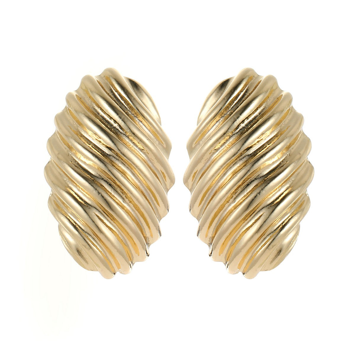 Gold Ridge Shell Design Earrings YT22812YGD