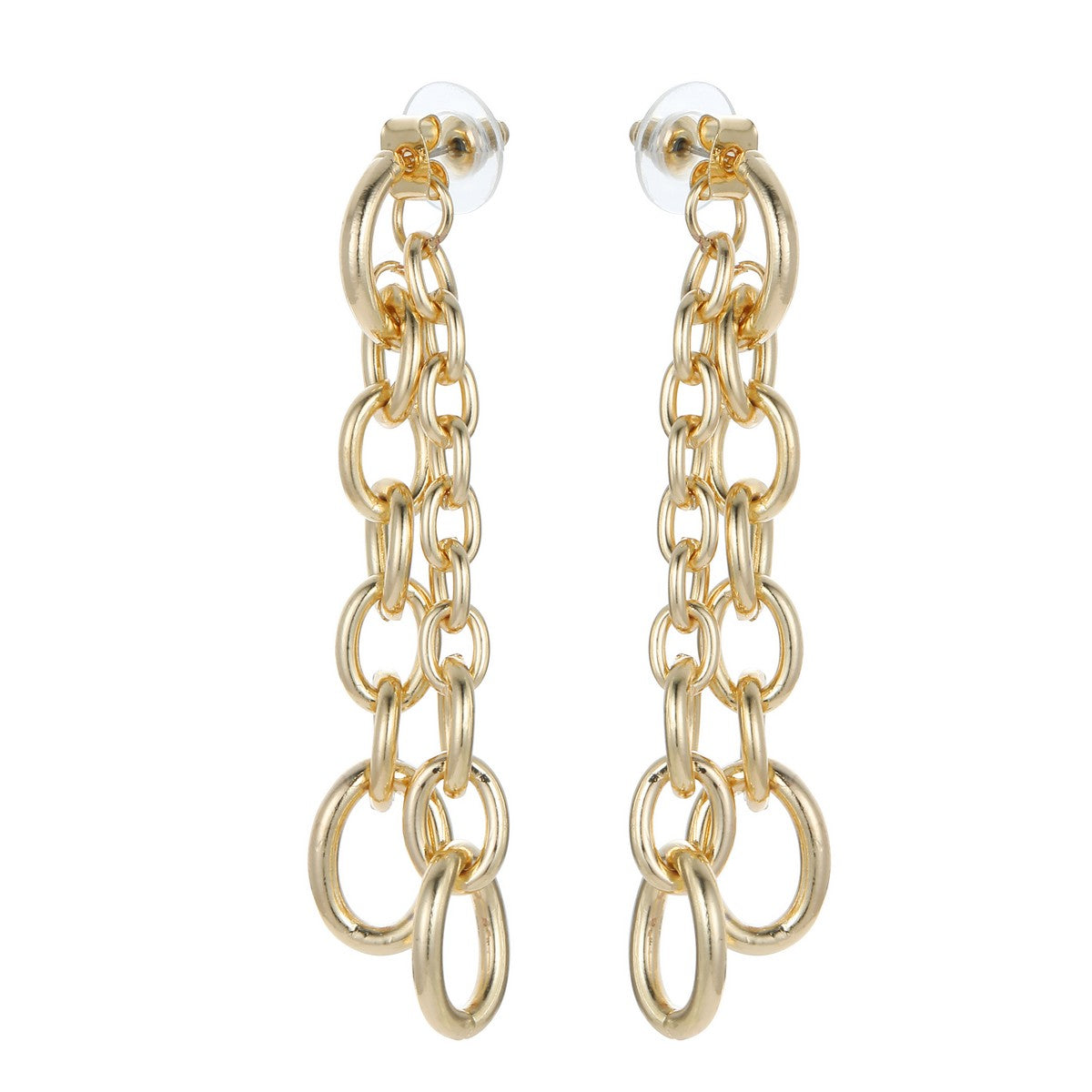 Gold Double Chain Drop Earrings YT22814YGD