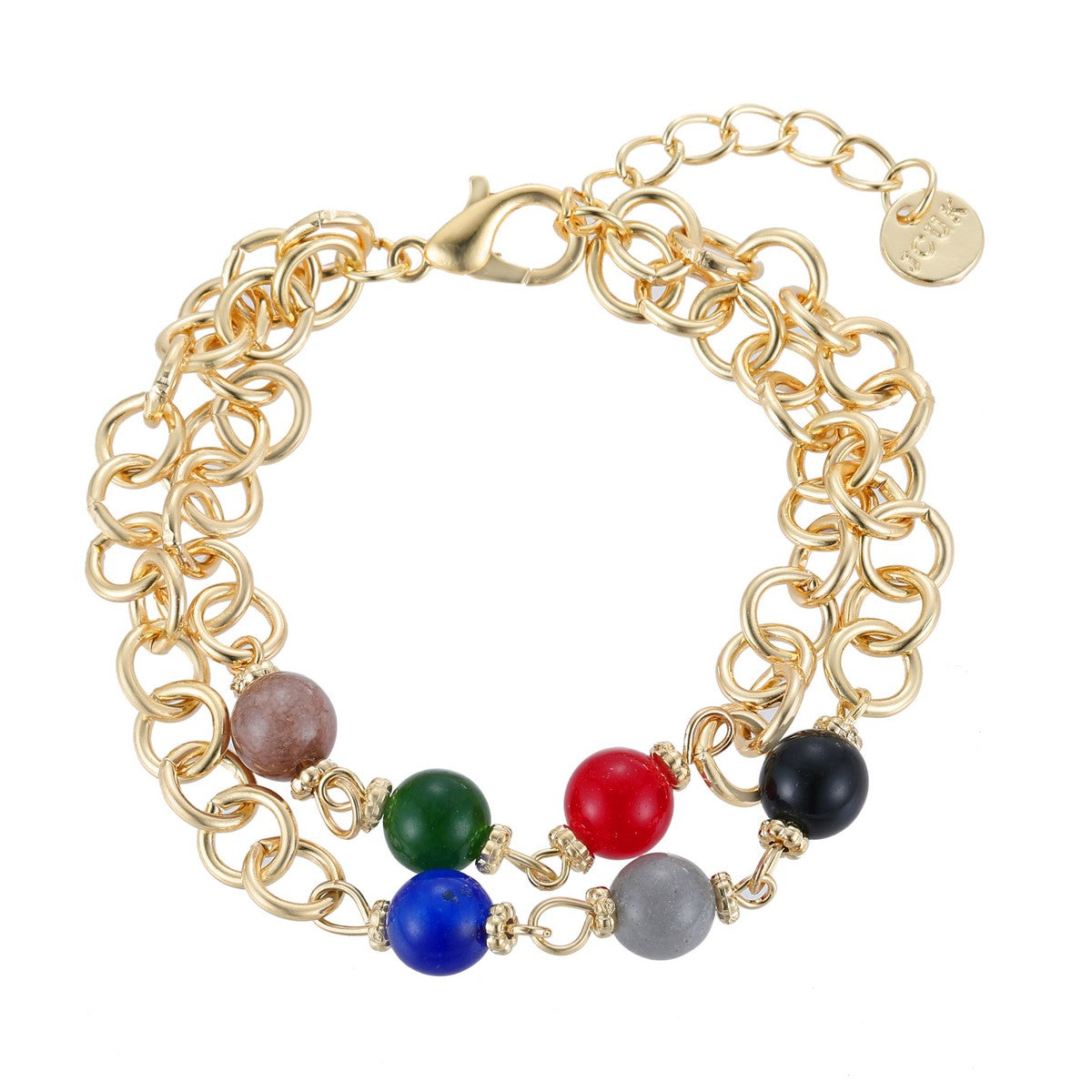 Multi Colour Gold Chain Bracelet