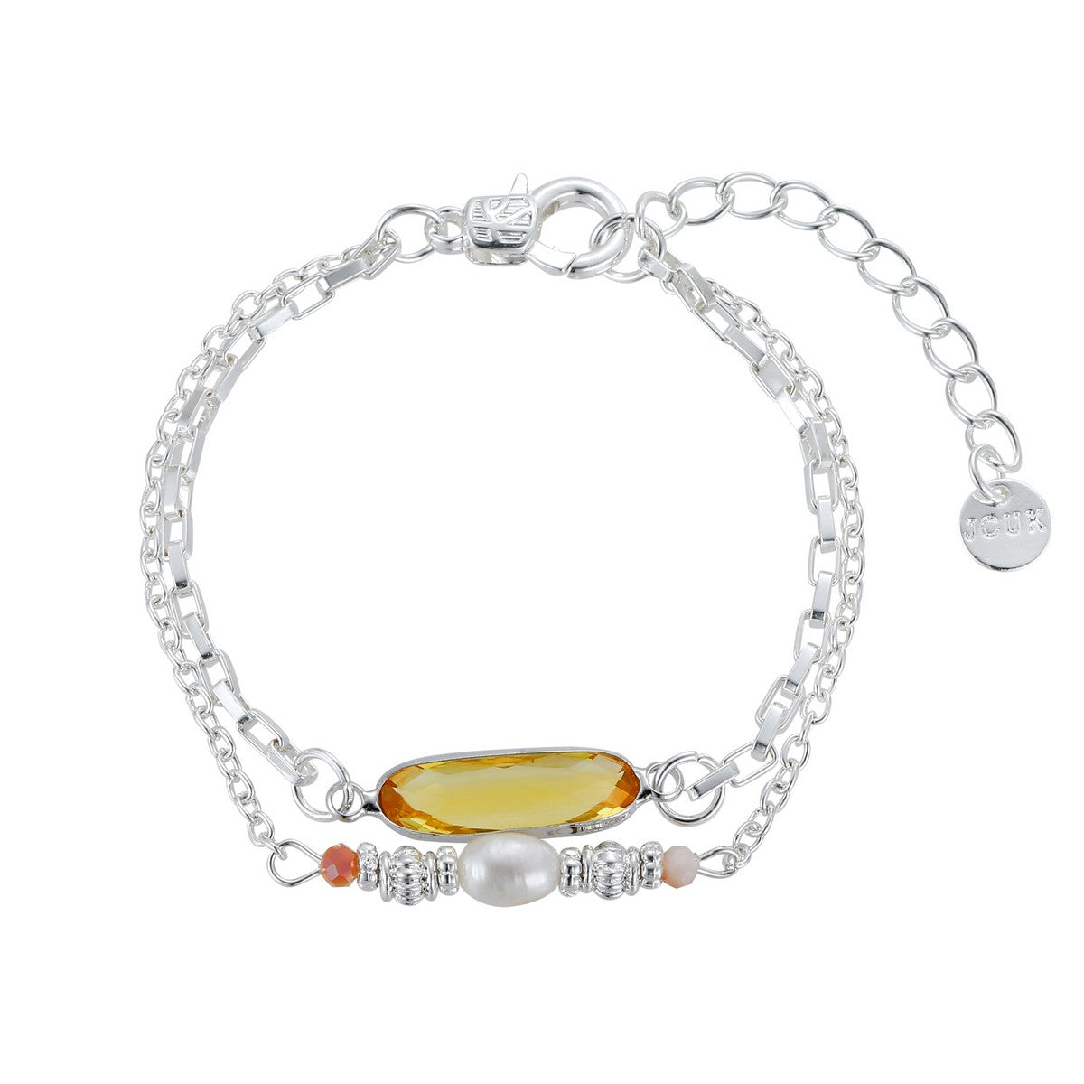 Gemstone Layered Bracelet with Pearl - Silver YT22910SLR