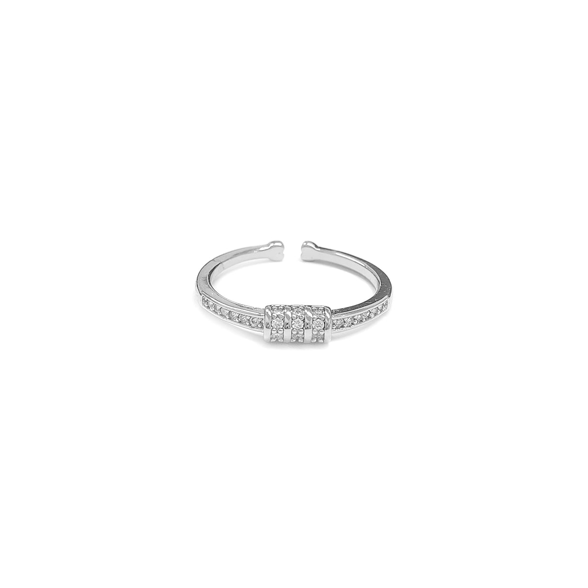 Adjustable Diamante Tube Silvery Ring JYV13017SLR