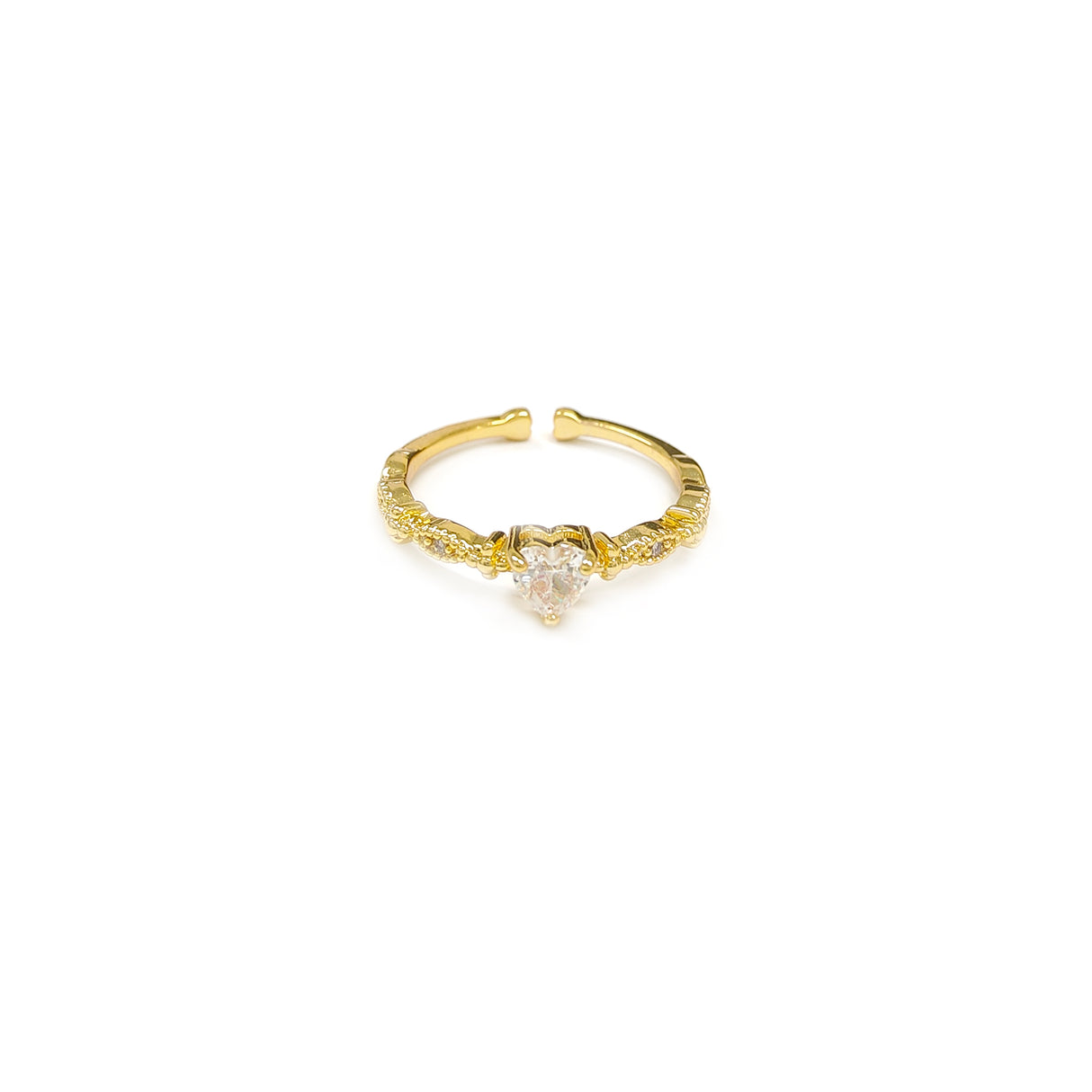 Adjustable Heart Cut Gemstone Golden Ring with Diamante Band JYV13019YGD