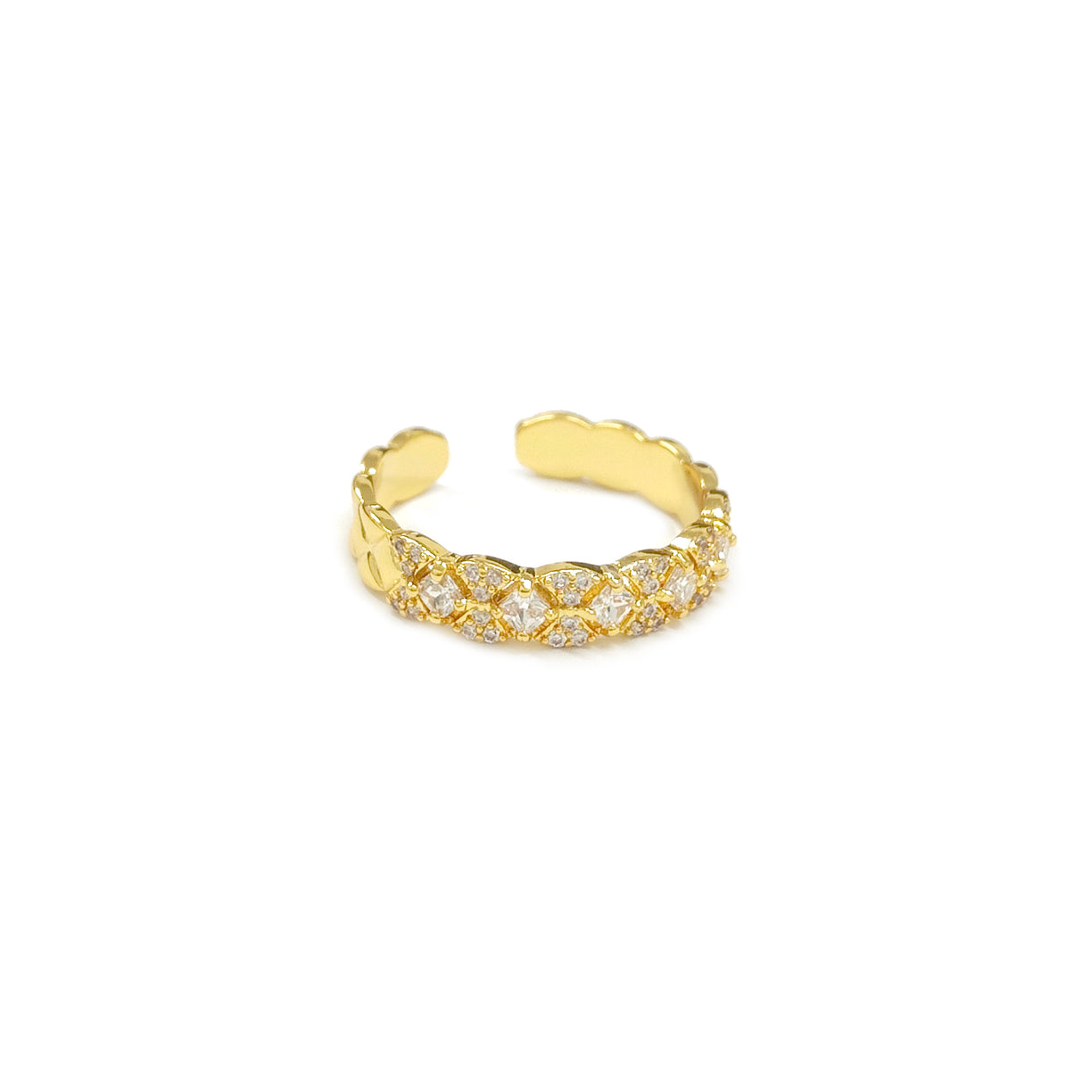 Adjustable Square Diamante Band Golden Ring JYV13022YGD