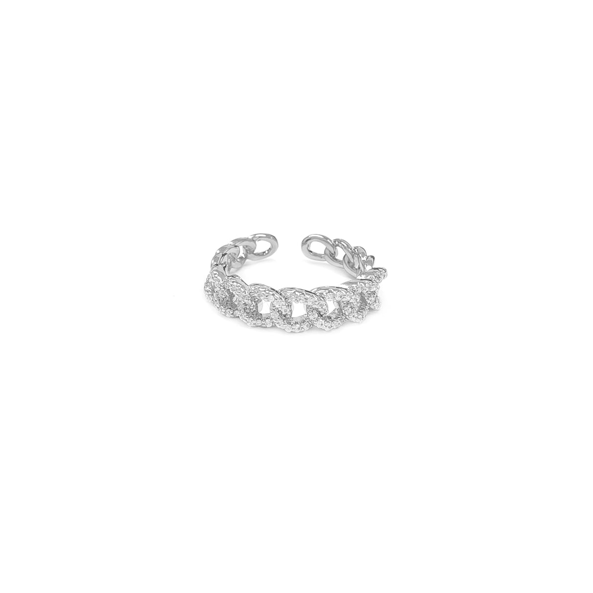 Adjustable Diamante Chain Silvery Ring JYV13028SLR