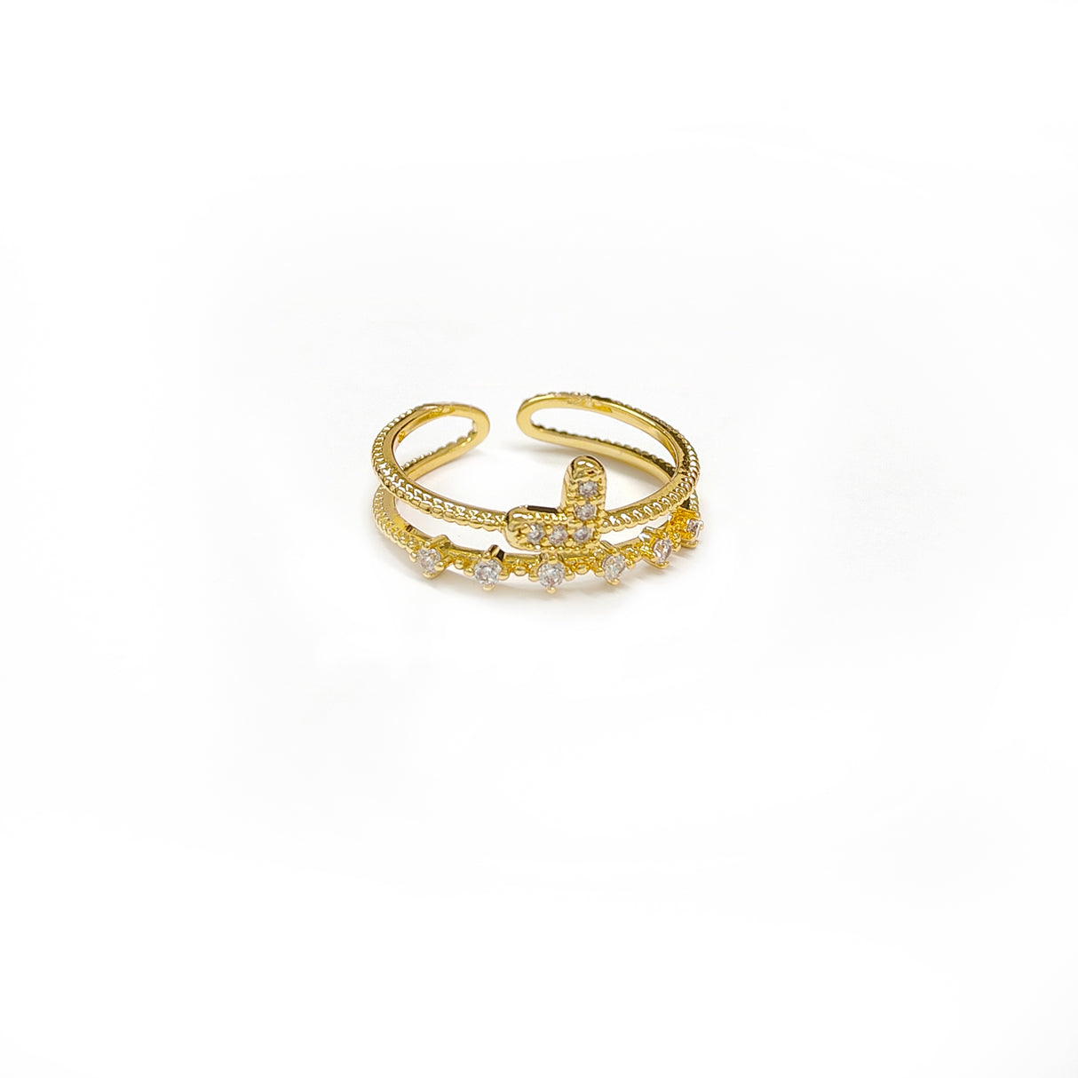 Adjustable Diamante Heart Golden Ring JYV13030YGD