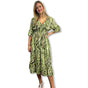 DAY DRESS DEEP-V SMOCKED MAXI DRESS BELL HALF SLEEVES ON OFF SHOULDERS ANIMAL PRINTS FLORAL PRINTS PLUS SIZE