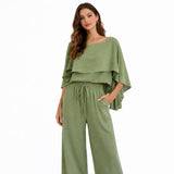 Cape Butterfly Top & Wide Leg Pants Co-Ord Set – Plus Size