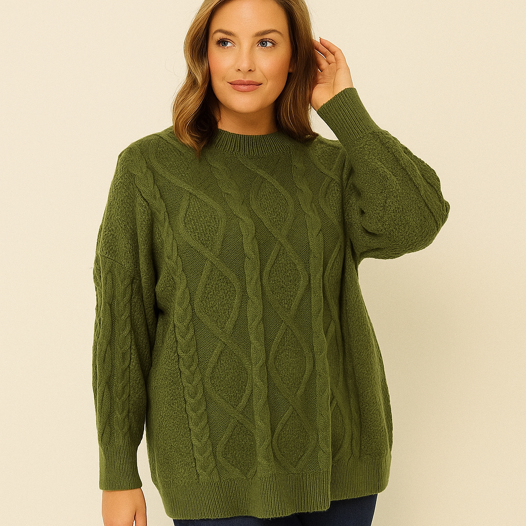 Chunky Cable Knitted Oversized Stretchy Winter Pullover Jumper