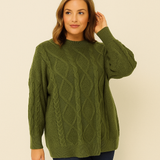 Chunky Cable Knitted Oversized Stretchy Winter Pullover Jumper