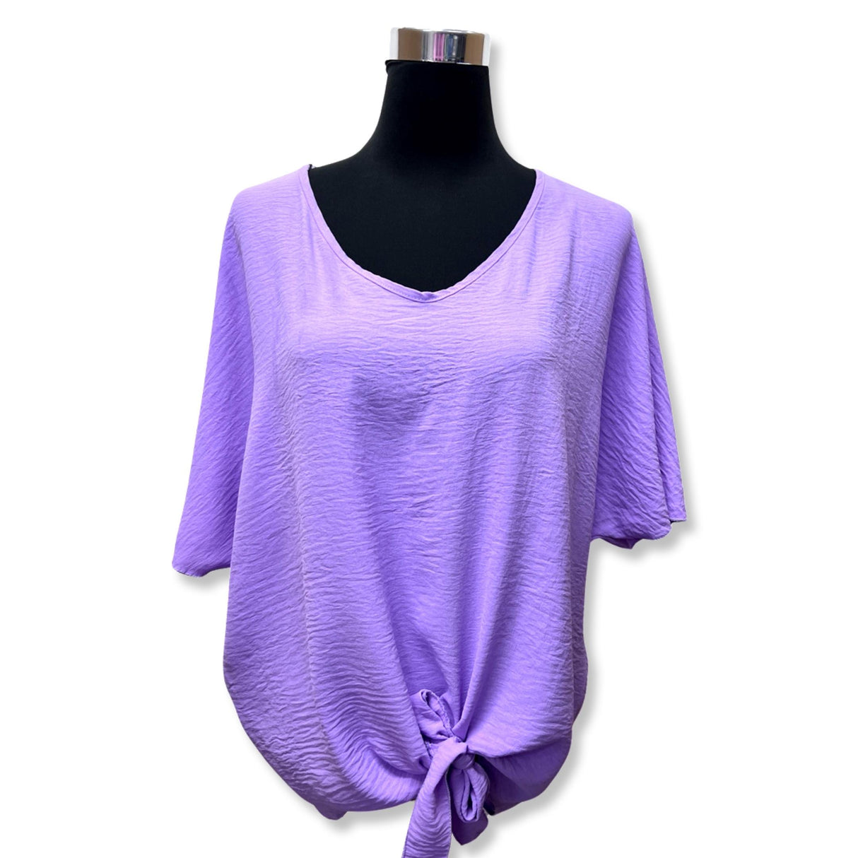 TIE-UP BLOUSES 15 PLAIN COLORS V NECK FLUTTERING BATWING SLEEVES