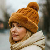 Women's Faux Fur Winter Pom Pom Hat SUPER SOFT SUPER COZY Plush warm lining inside