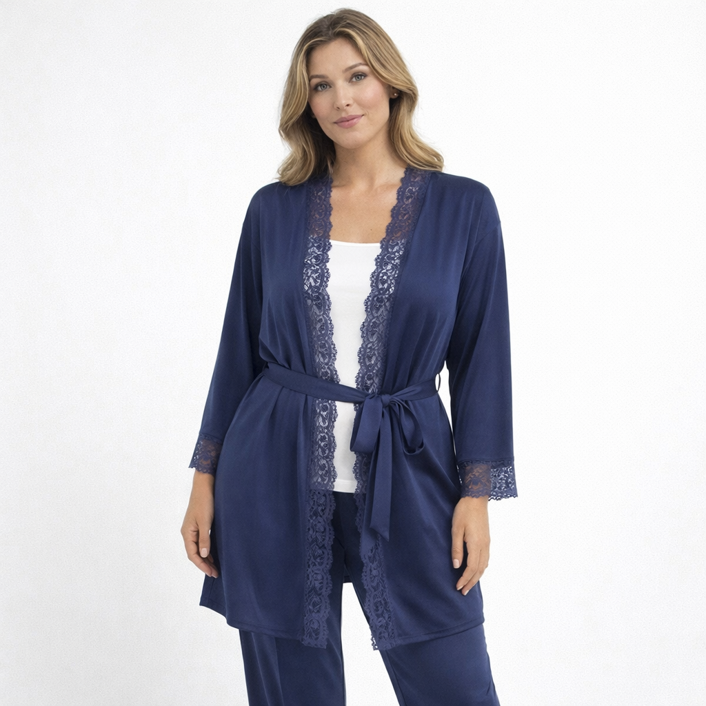 Luxury Silk Feel Lace Trim Lounge Set UK Size 10–24