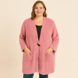 Super Soft Fluffy Long Cardigan – V-Neck Toggle Button