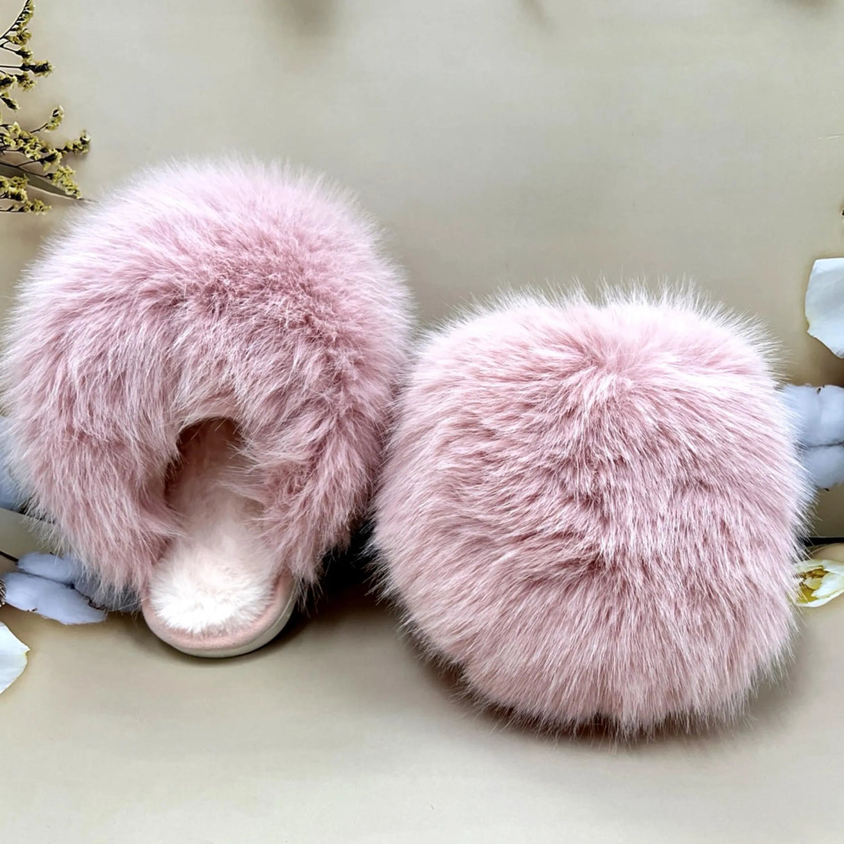 Ladies Faux Fur Pom Pom Slippers Super Soft Cushion Insole Non-shedding Best Durable Eva Anti-Slippery Sole UK Size 3-8