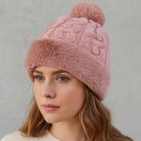 Women's Faux Fur Winter Pom Pom Hat SUPER SOFT SUPER COZY Plush warm lining inside