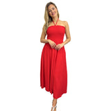 LADIES BACK TIED MAXI DRESS SMOCK SUPER STRETCHY