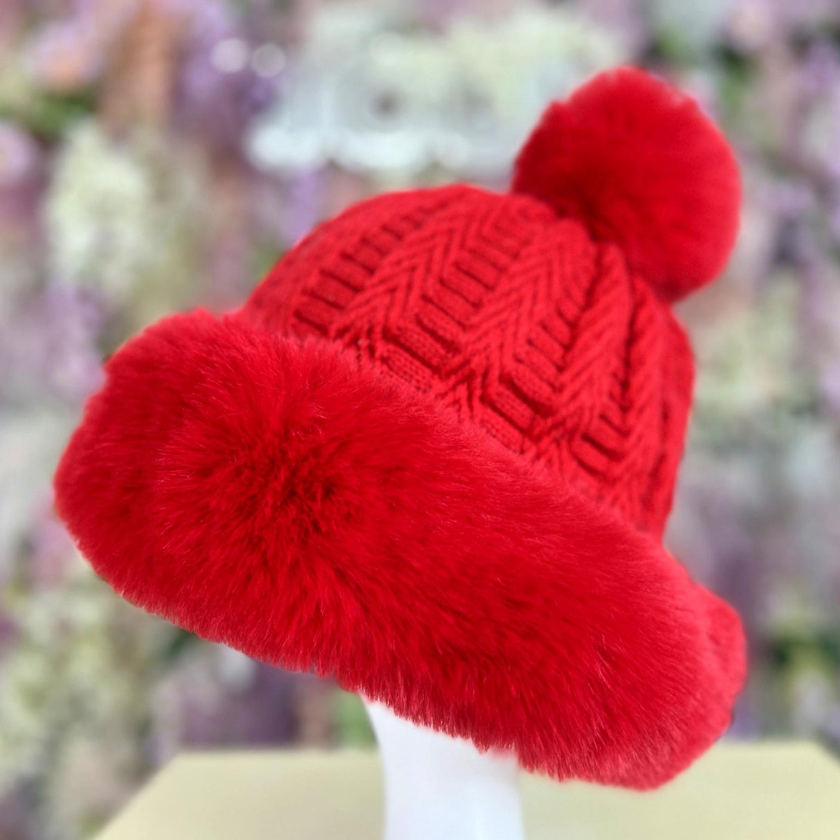 Faux Fur Winter Pom Pom Hat SUPER SOFT SUPER COZY