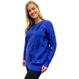 SPARKLING SEQUINS CABLE KNITTED PATTERN SUPER SOFT SUPER STRETCHY WOOL BLENDED JUMPER