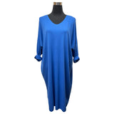 KNITTED MIDI DRESS LADISE BATWING COCOON SHAPE V-NECK FINE KNITTED TOP DRESS