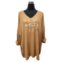KNITTED TOP LA VIE SLOGAN BATWING SLEEVES COCOON SHAPE SUPER STRETCHY SOFT TOUCH KNITTED SWEATER