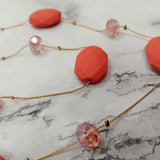 Bold Coral Faceted Bead Layered Necklace