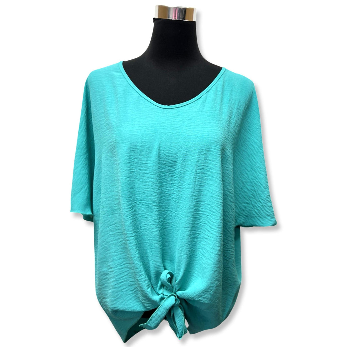 TIE-UP BLOUSES 15 PLAIN COLORS V NECK FLUTTERING BATWING SLEEVES