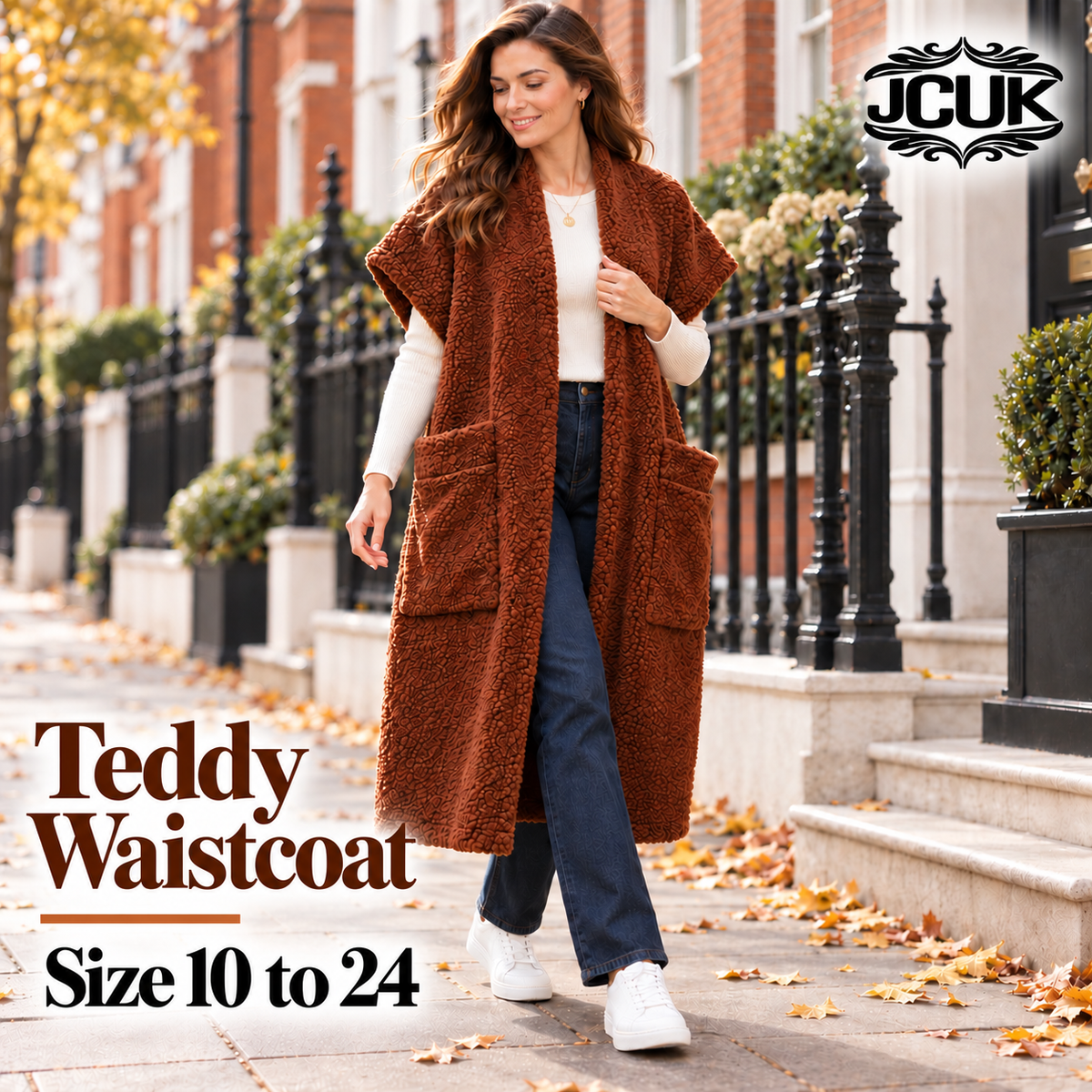 LADIES LONG WAISTCOAT TEDDY FLEECE GILET