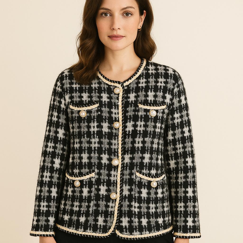 Parisian Vintage Tweed Cardigan With Pearl Buttons - UK SIZE 10-22