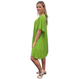 PLEATED MIDI DRESS SUPER FLOWING WITH FLUTTER SLEEVES PERFECT LENGTH FOR SUMMER