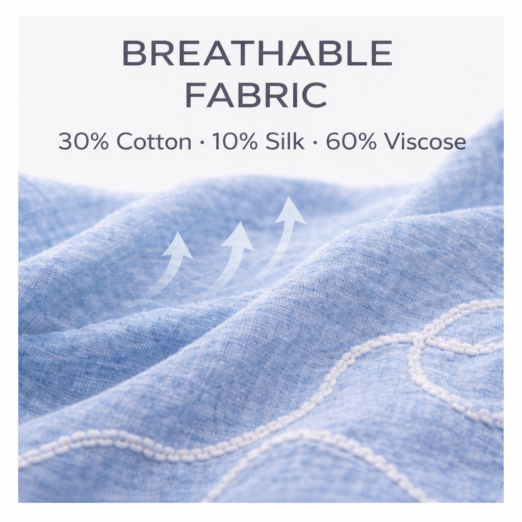 Breathable Cotton Silk Blend Premium Embroidered Summer Dress  | One size UK 12–22