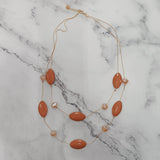 Faceted Oval Bead Double-Layer Necklace