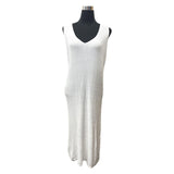 RIBBED KNITTED LONG DRESS V-NECK 100% COTTON SUPER STRETCHY DRESS