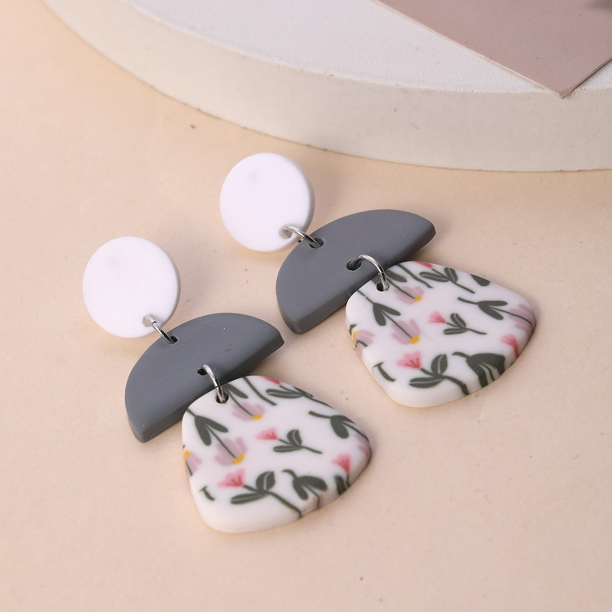 Flower Pattered Dangly Earrings