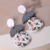 Flower Pattered Dangly Earrings