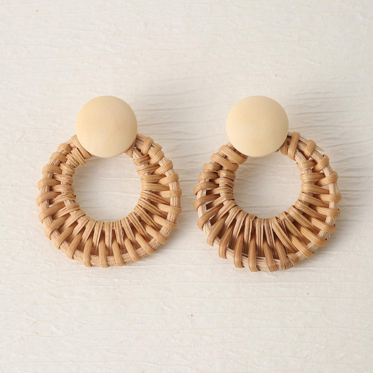 Wooden Effect Circles Earrings