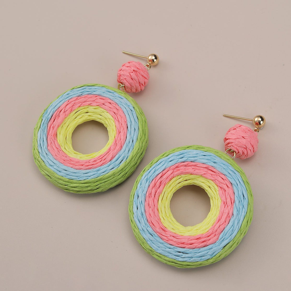 Mulitcolour Circle Knitted Earrings