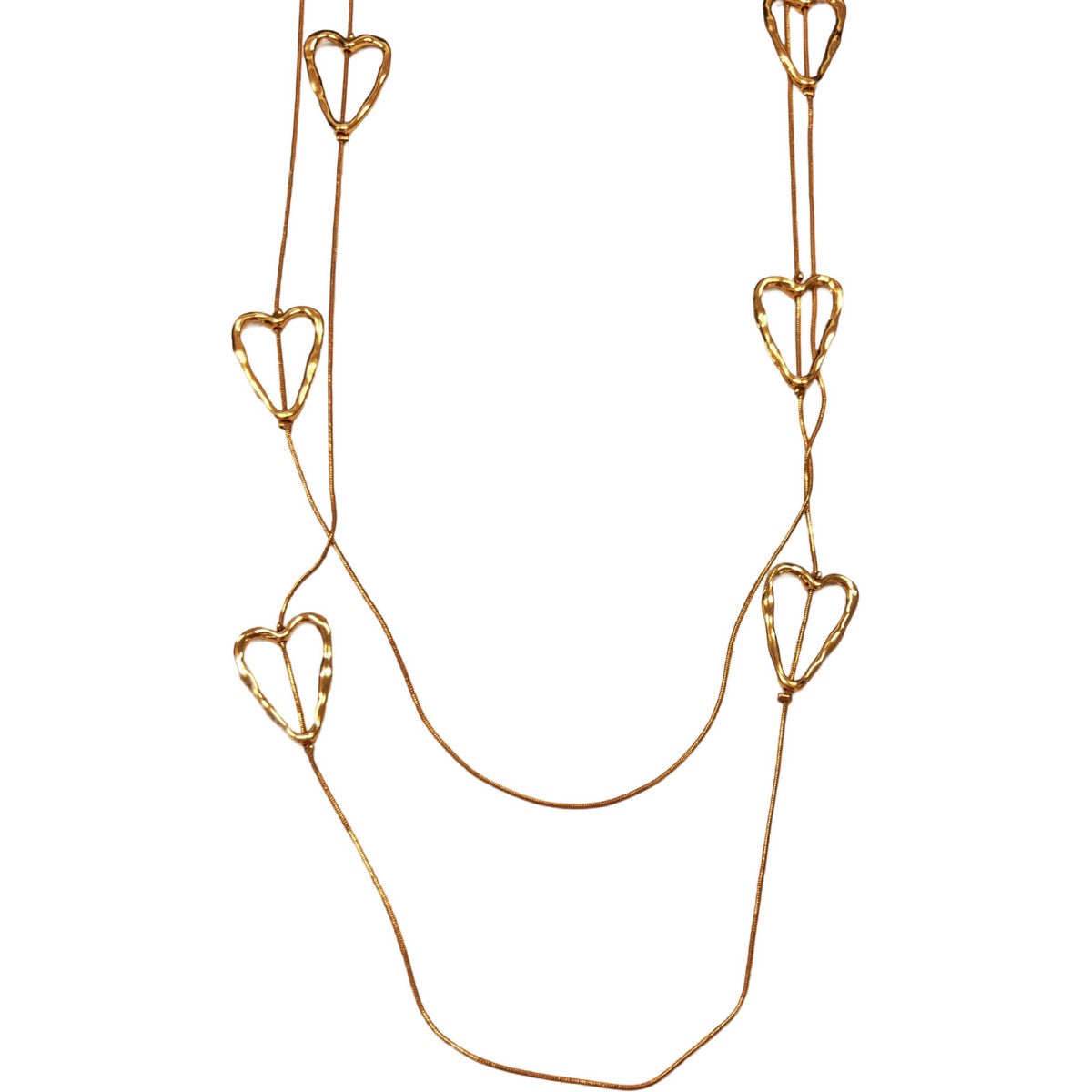 Hearts In A Double Chain Necklace