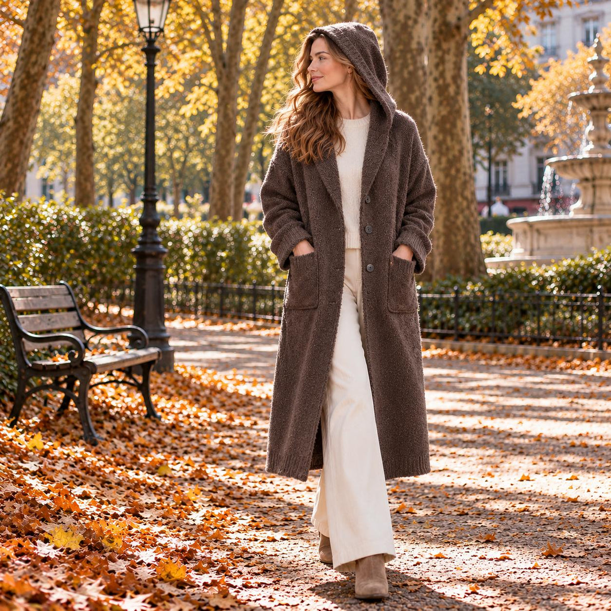 LONG CARDIGAN WITH LARGE HOODIE