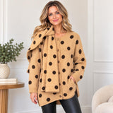 Oversized Polka Dot Knit Jumper & Reversible Scarf 2 Piece Set