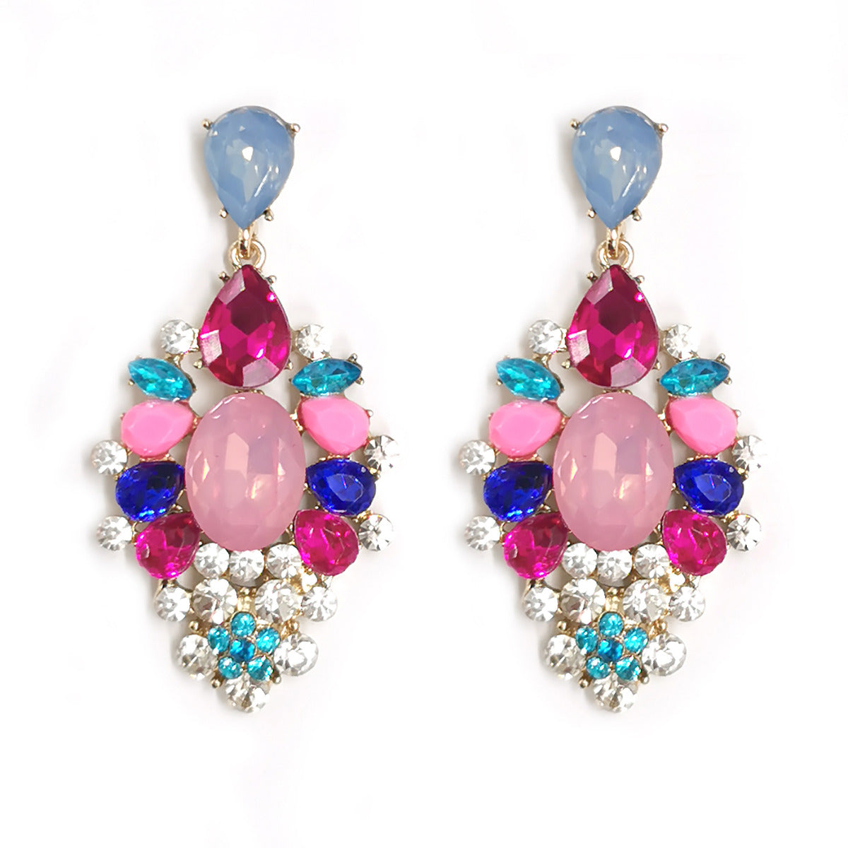 Big Fashion Earrings with Rhinestones - Multicolour EC1502002ML