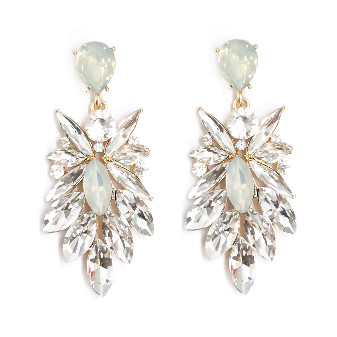 Large Fashion Earrings with Rhinestones - White EC1502005WT