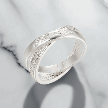 'I Love You' Scripted Criss-Cross Ring - Silver (MG18003SL)